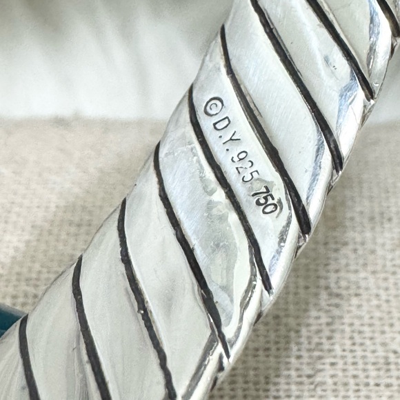 David Yurman .925 18K Gold Smokey Quartz 11mm Three Stone Bracelet - Picture 8 of 10